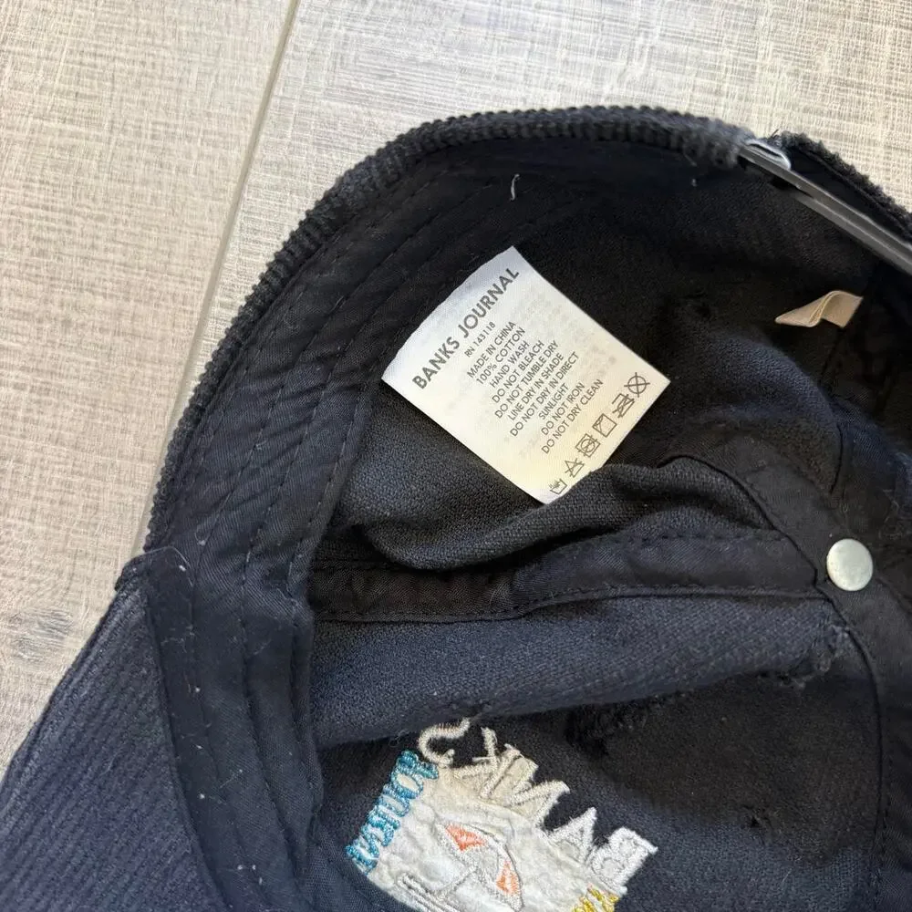 Vintage banks journal black corduroy hat
